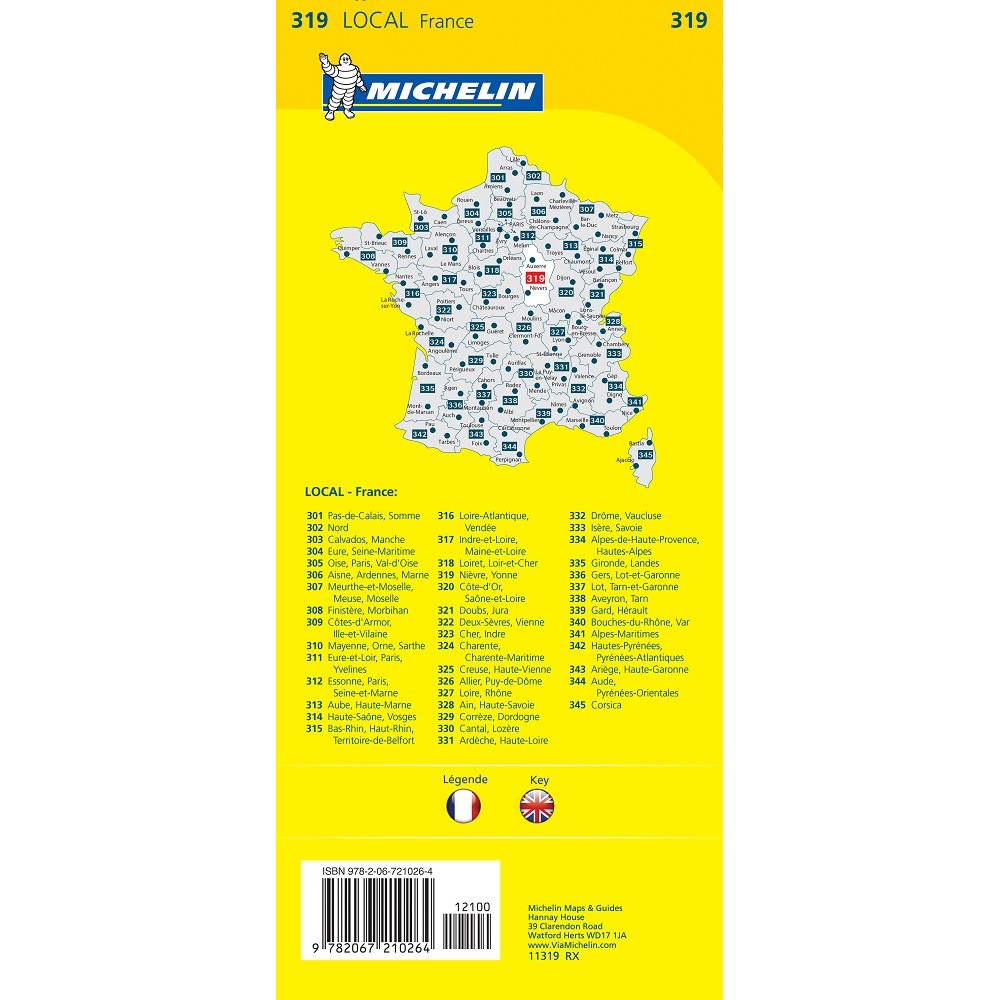 319 Nièvre, Yonne Michelin
